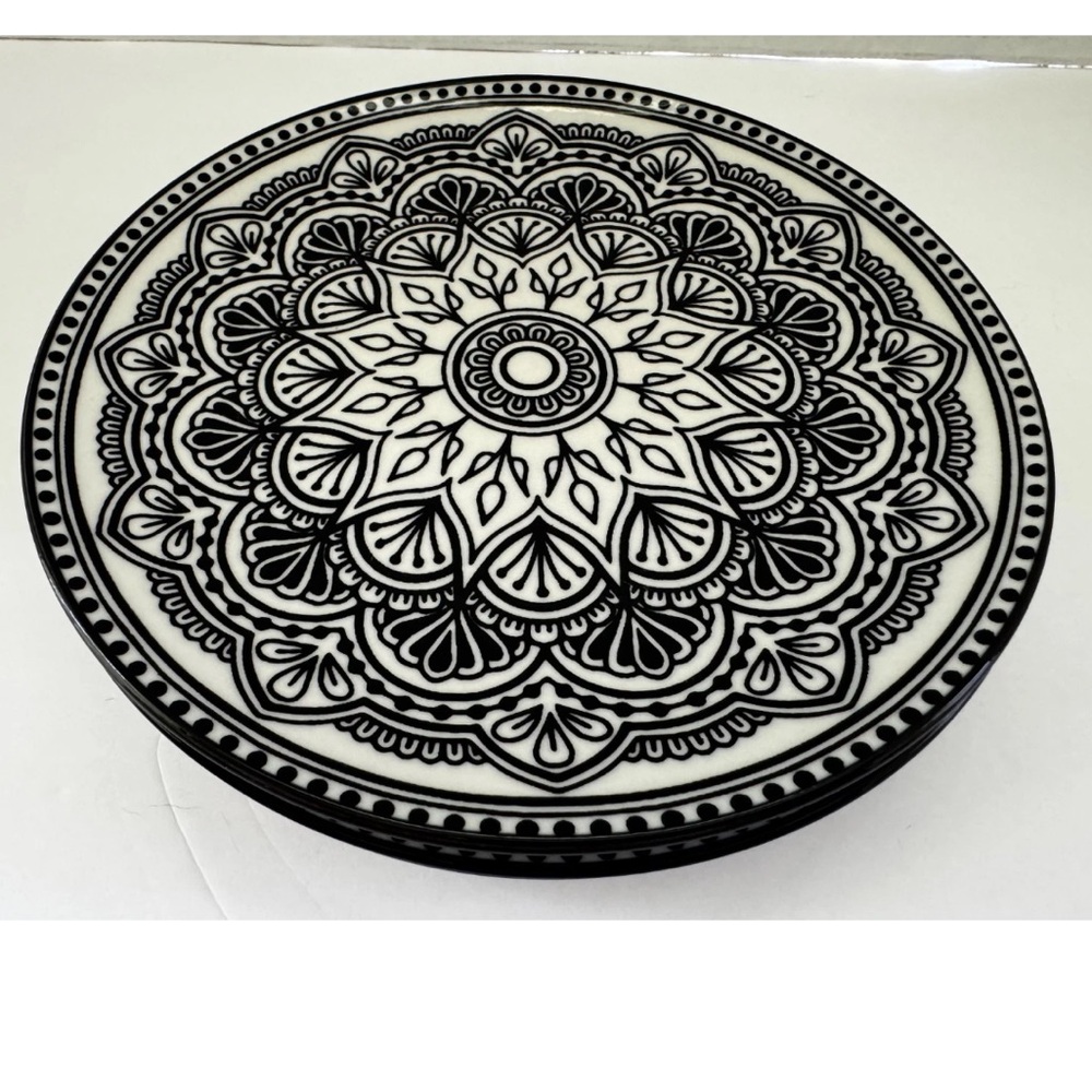 Royal Norfolk Mediterranean Art Deco Black & White Dinner Set 7 pieces - Picture 7 of 9